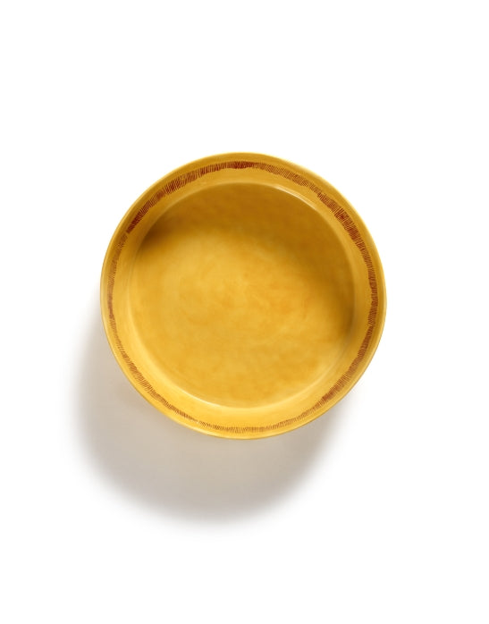 Salad Bowl 28.5cm Yellow Stripes Red Feast