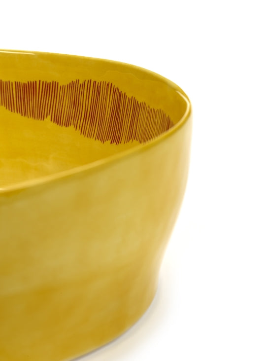 Salad Bowl 28.5cm Yellow Stripes Red Feast