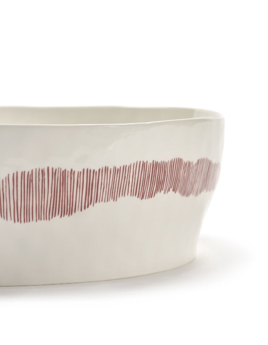 Salad Bowl 28.5cm White Stripes Red Feast