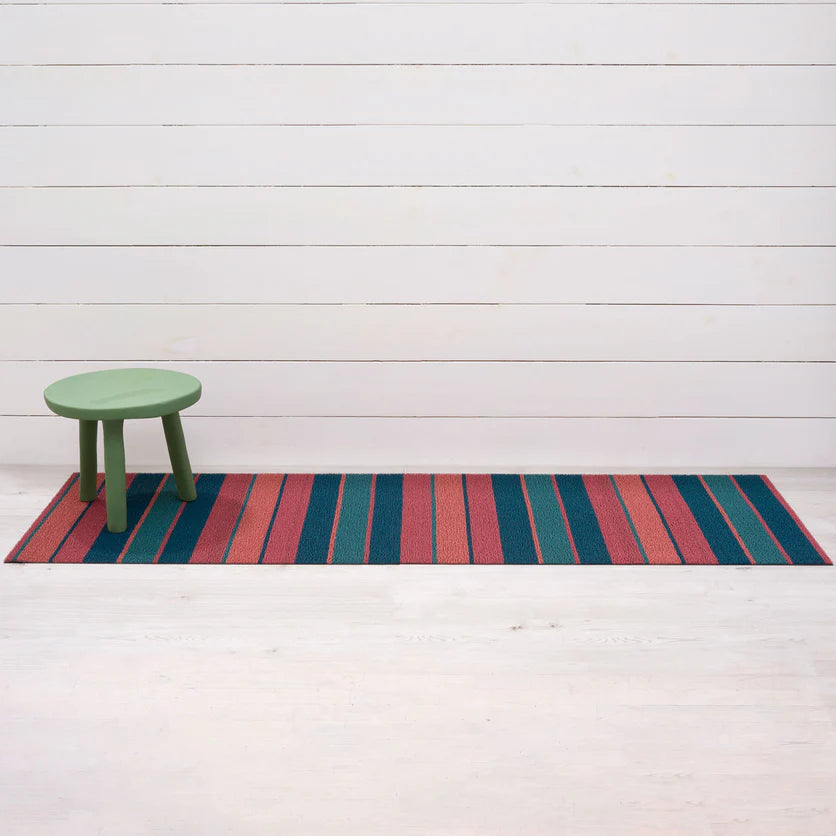 Shag Runner Mat Bolt Stripe Shag Mats - Raspberry 24"x72"