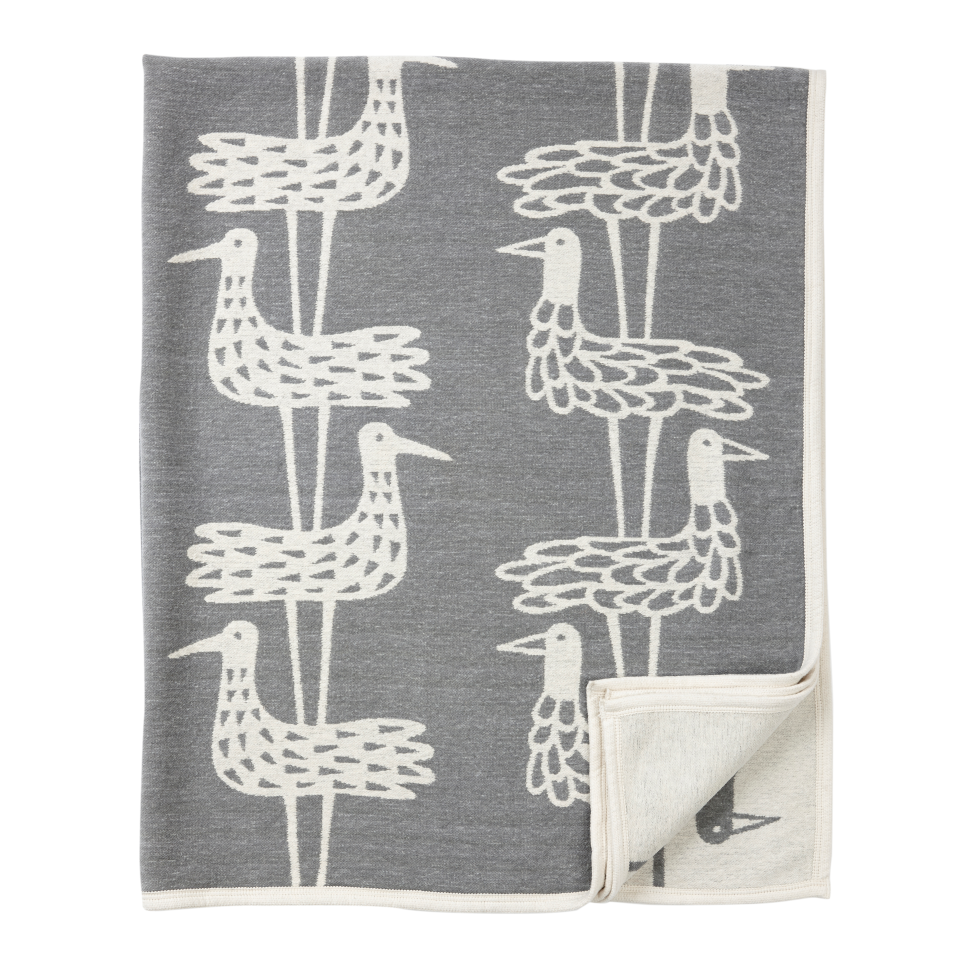 Klippan blanket organic cotton chenille Shore Birds Grey
