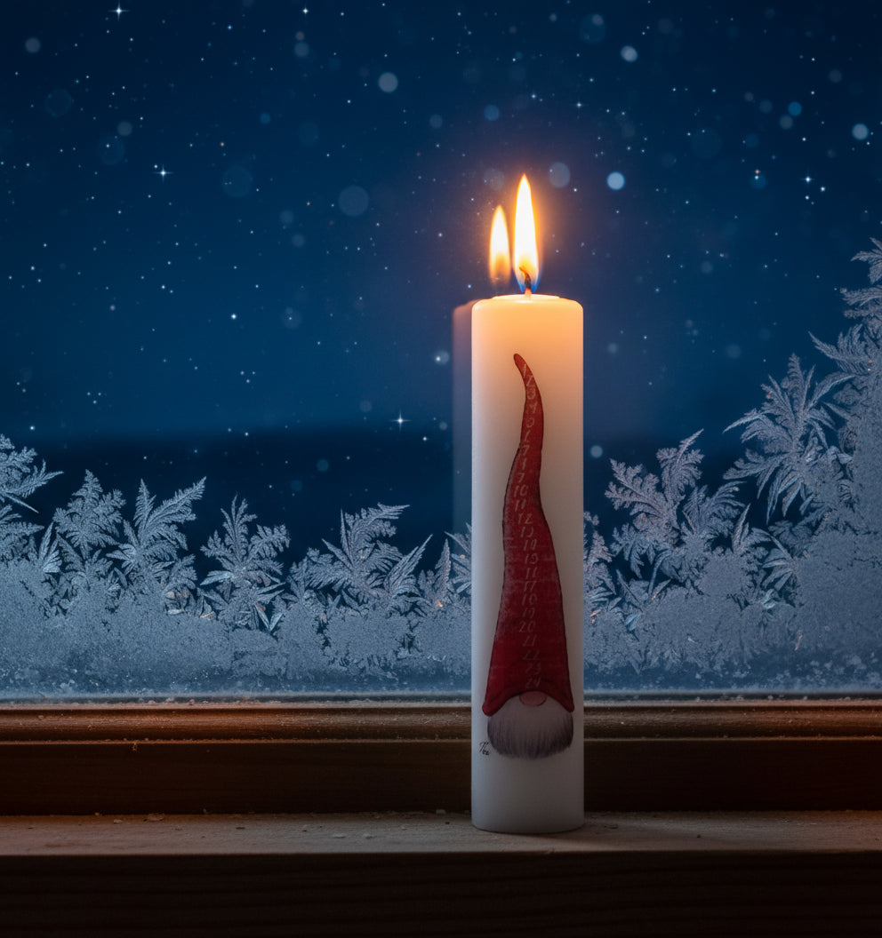 Danish candle : 2x10 inch calendar pillar candle "Longhat"