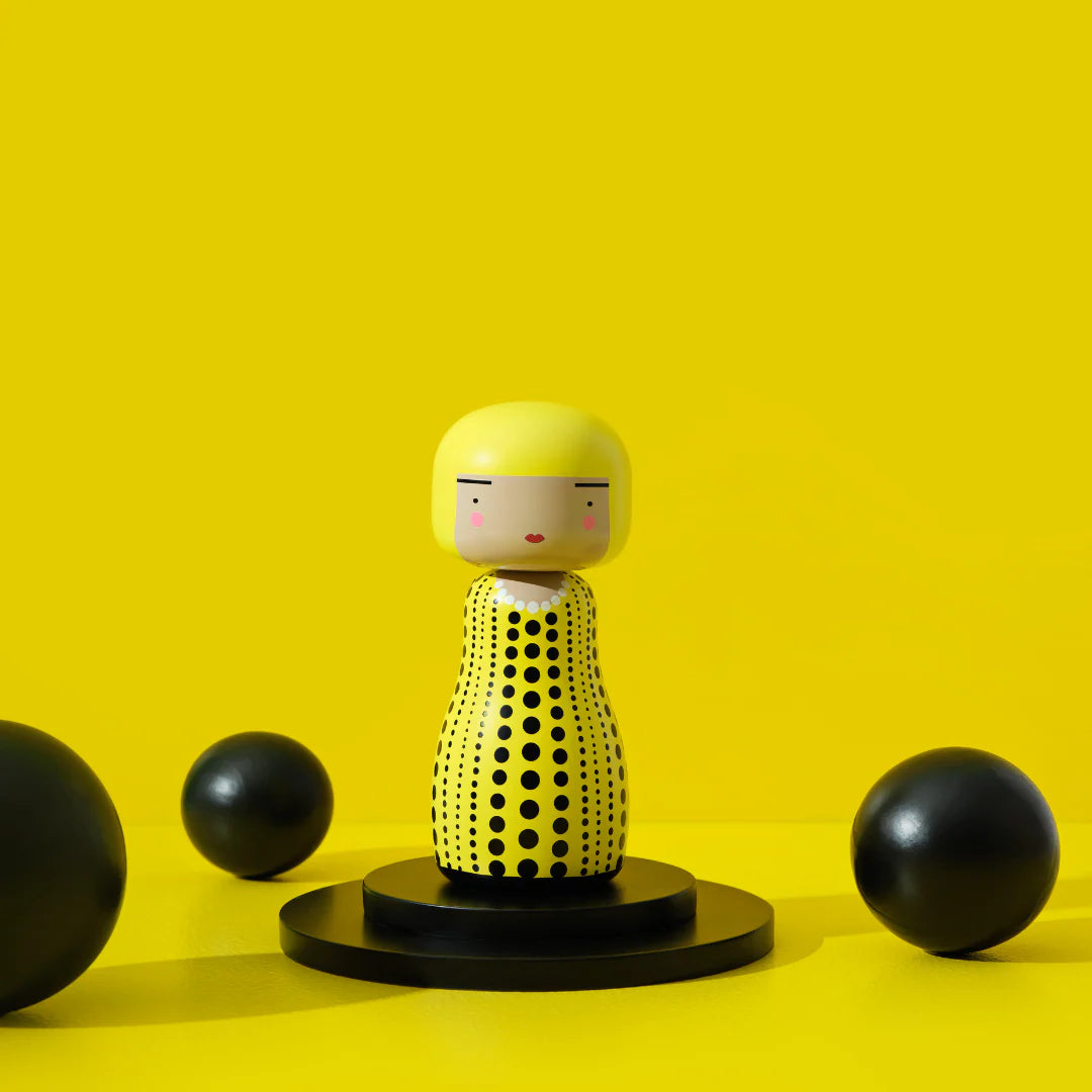 Kokeshi Doll by Sketch.Inc for Lucie Kaas Dot - Yellow Yayoi Kusama