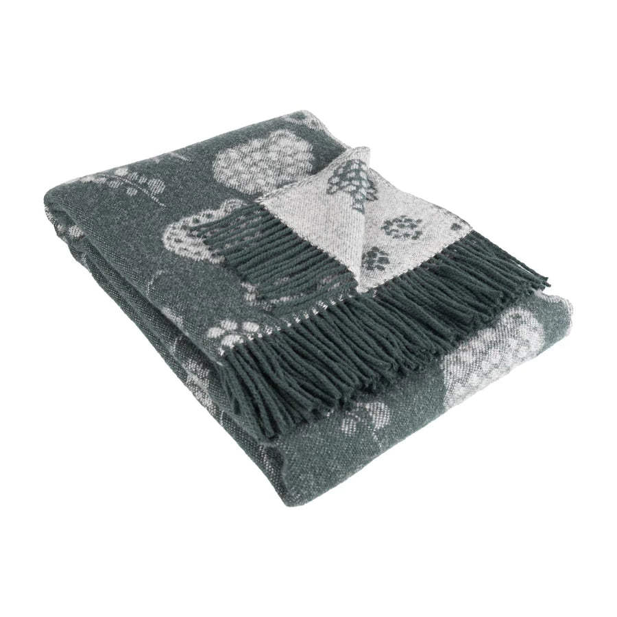 Blanket wool  130x170 cm - Ram PÄSSIT KEDOLLA GREEN Rams in a Field, green