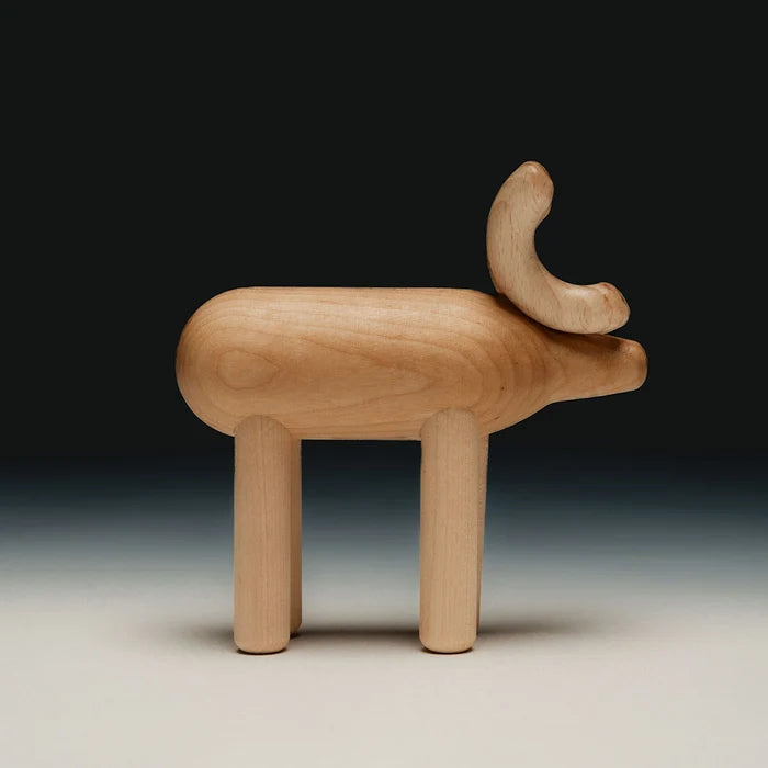 Reindeer sculpture, 14 cm, varnished wood