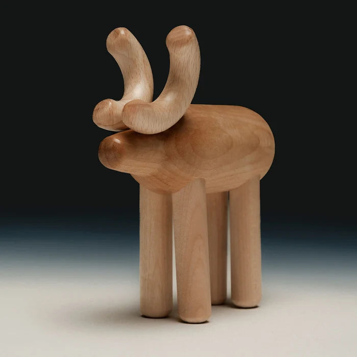 Reindeer sculpture, 14 cm, varnished wood