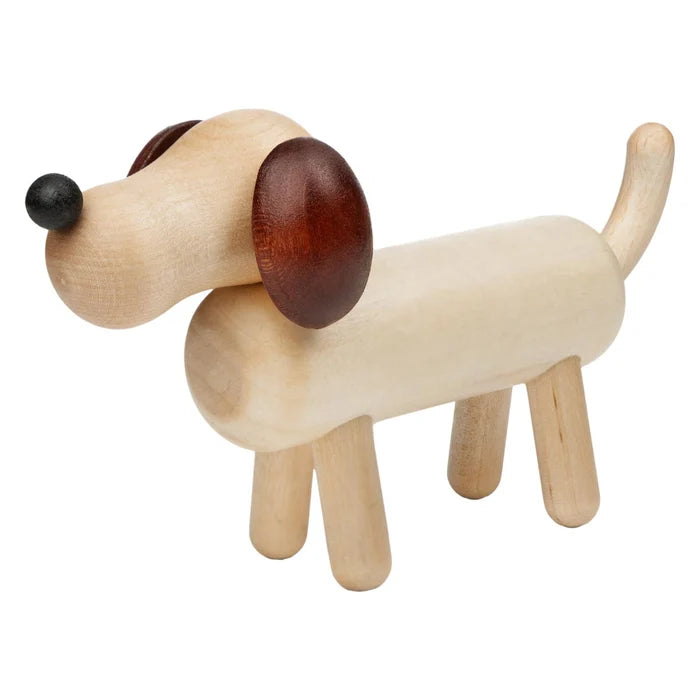 Dog sculpture, 7,5 cm, varnished wood and brown