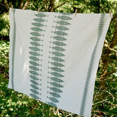 Sill, oil cloth, 145x220cm green grey