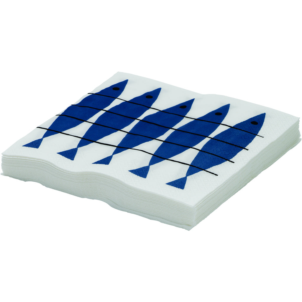 Herring, paper napkin, blue