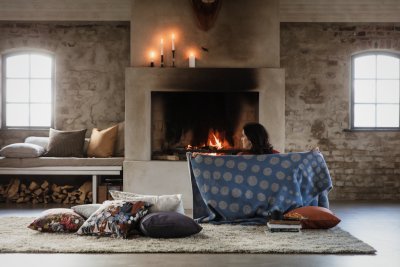 Pricktyg, blanket, blue beige