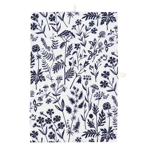 Artek  tea towel  Niittykukka pattern (single) - white & blue natural