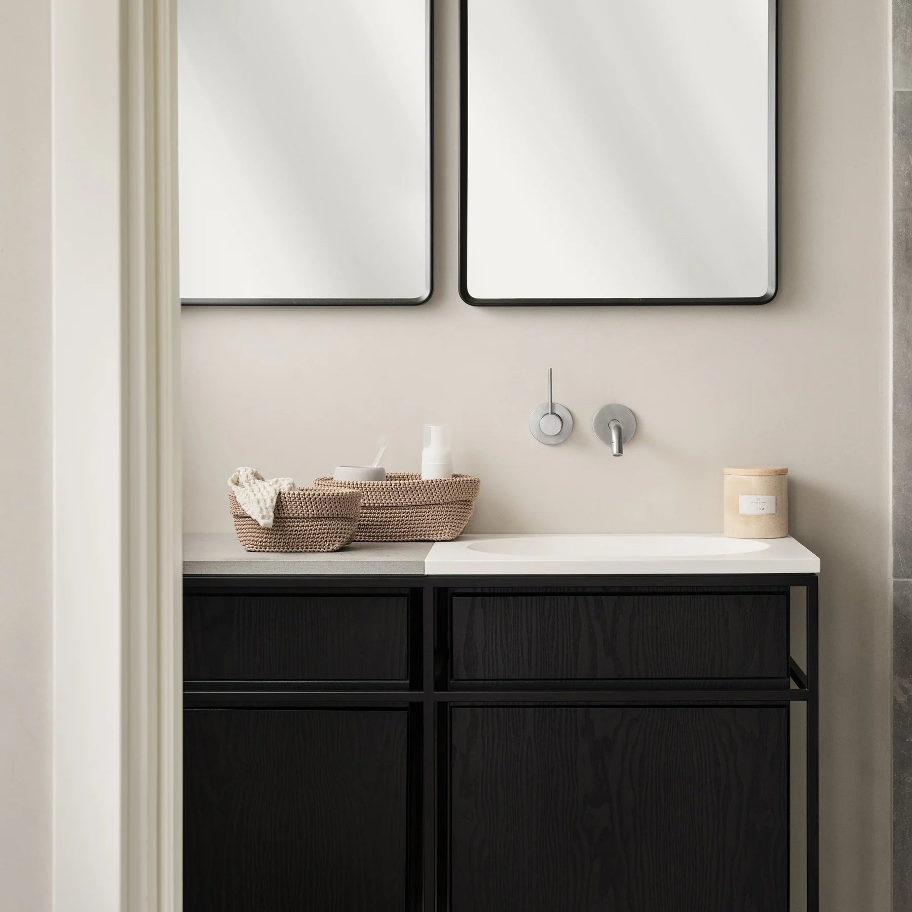 TELA Crochet Storage Basket Set (1 Med, 1 Lg)- Bark