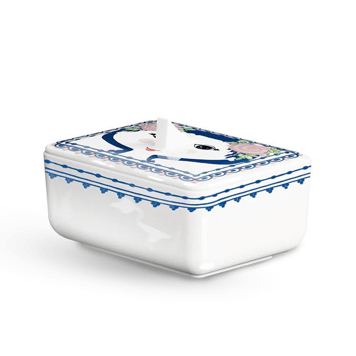 Dora Butter Dish H 3.1" Blue