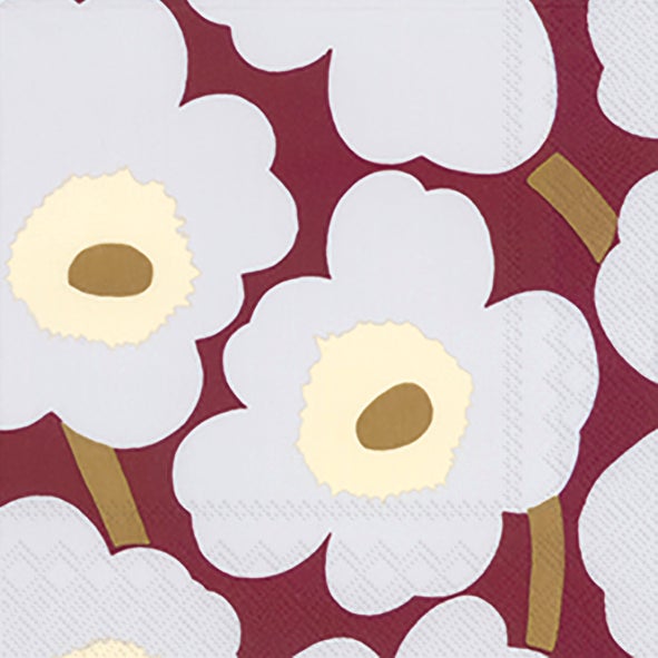 Marimekko paper napkins - Cocktail size UNIKKO bordeaux