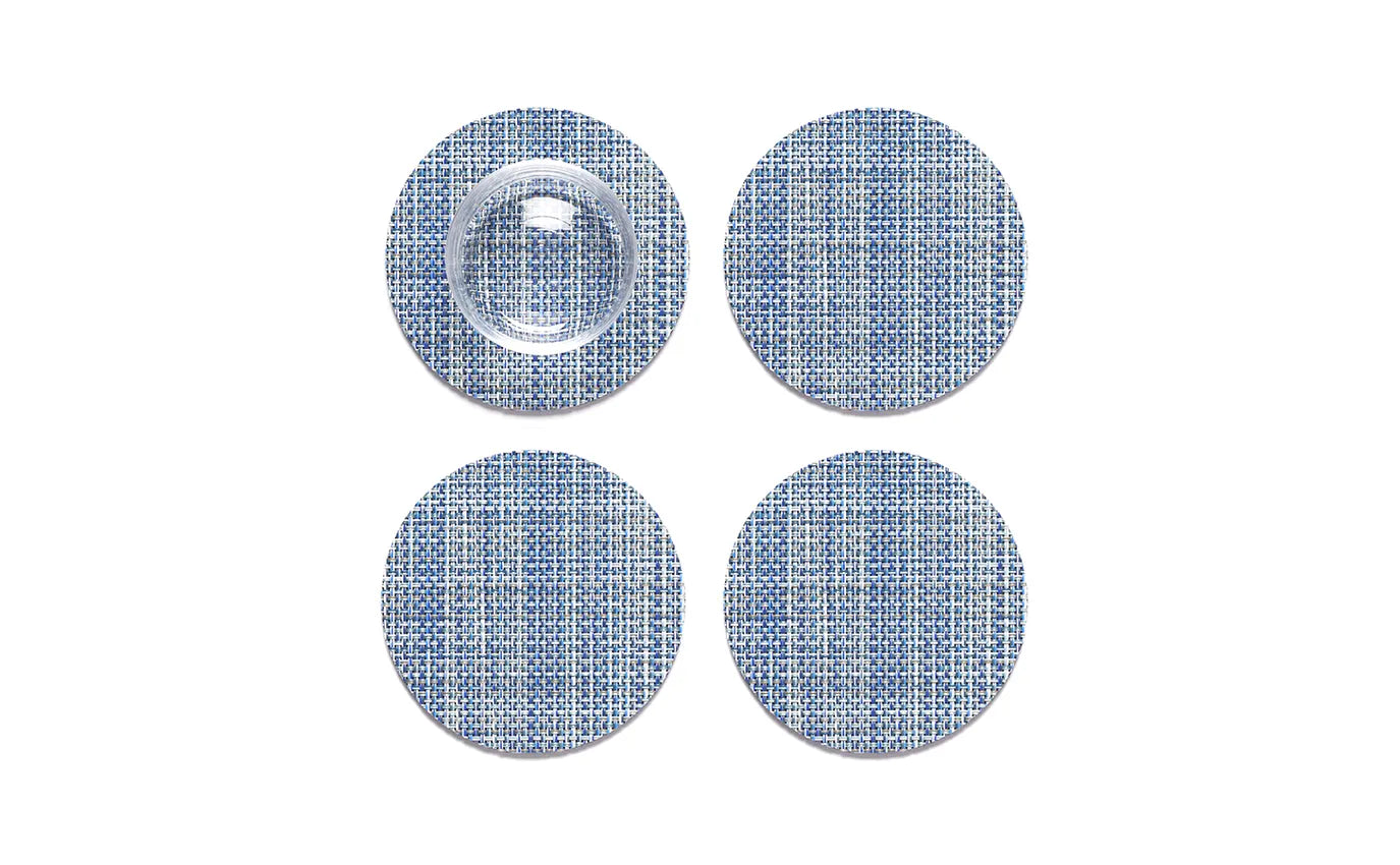 Chilewich Coasters Mini Basketweave (Set of 4) Chambray