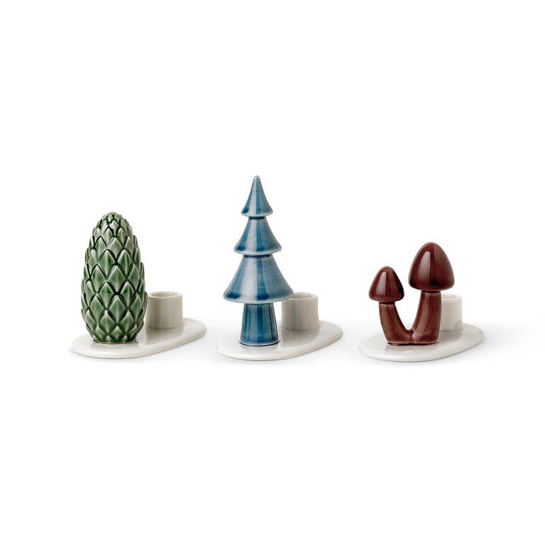Winter Stories Flock Mushroom candlestick