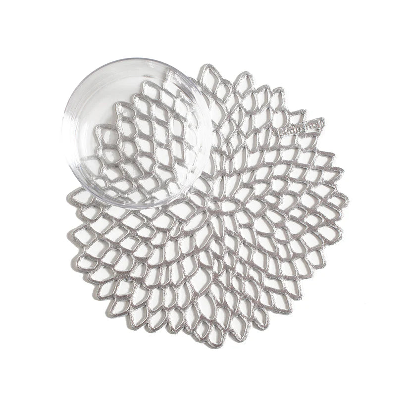 Dahlia Coasters (Set of 6) Silver