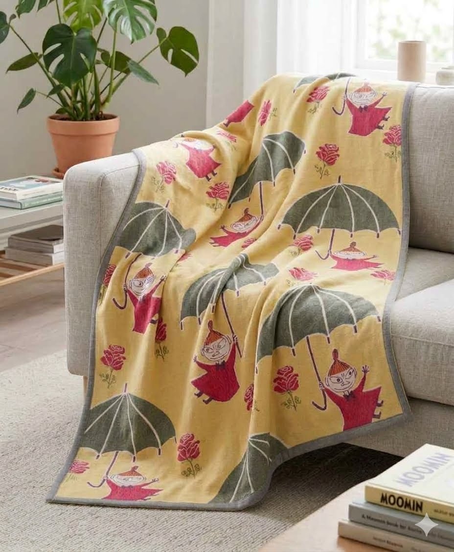 Blanket organic cotton 140x170cm - Moomin Umbrella Little My