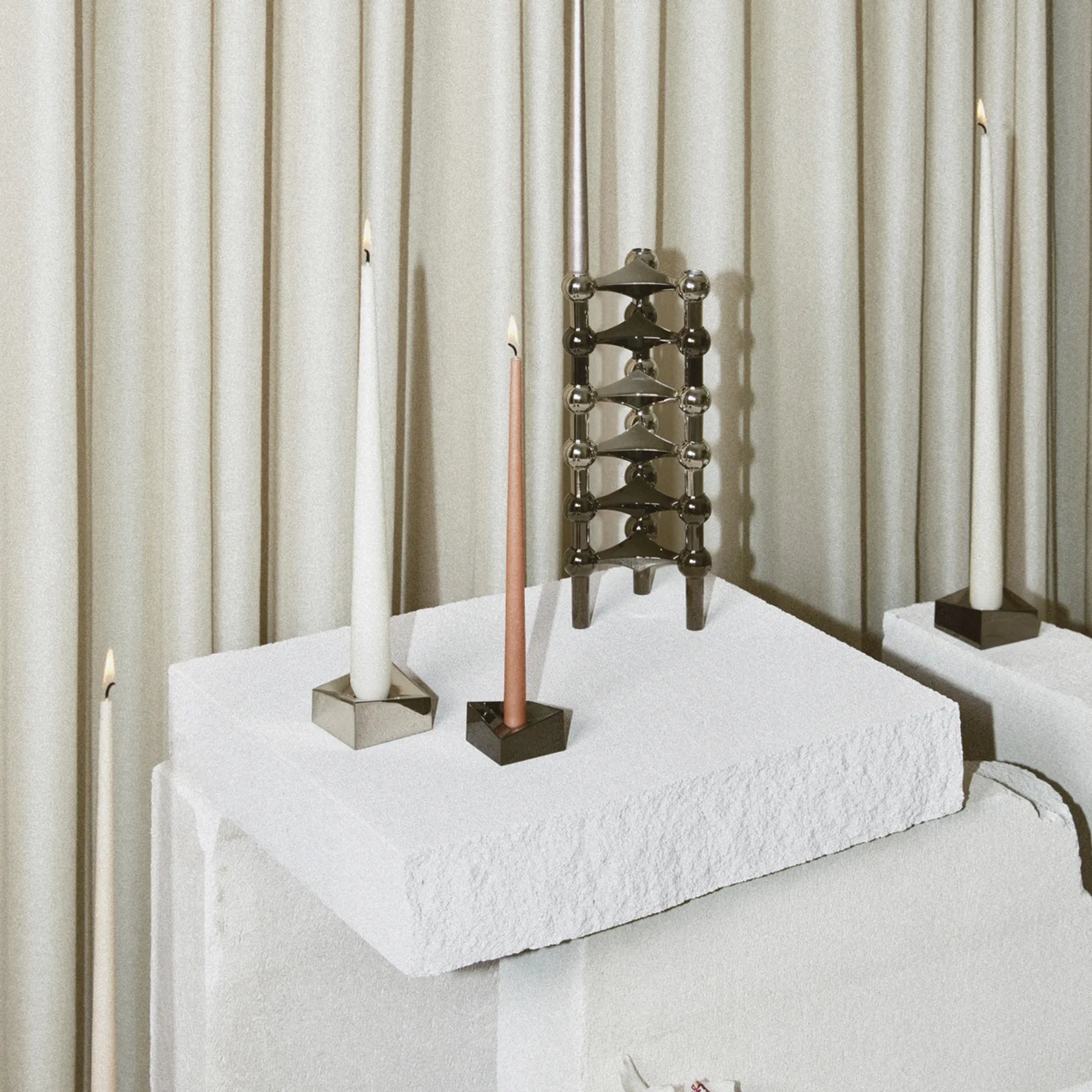 STOFF Nagel Reflect Candle Holder, Small, Black Chrome