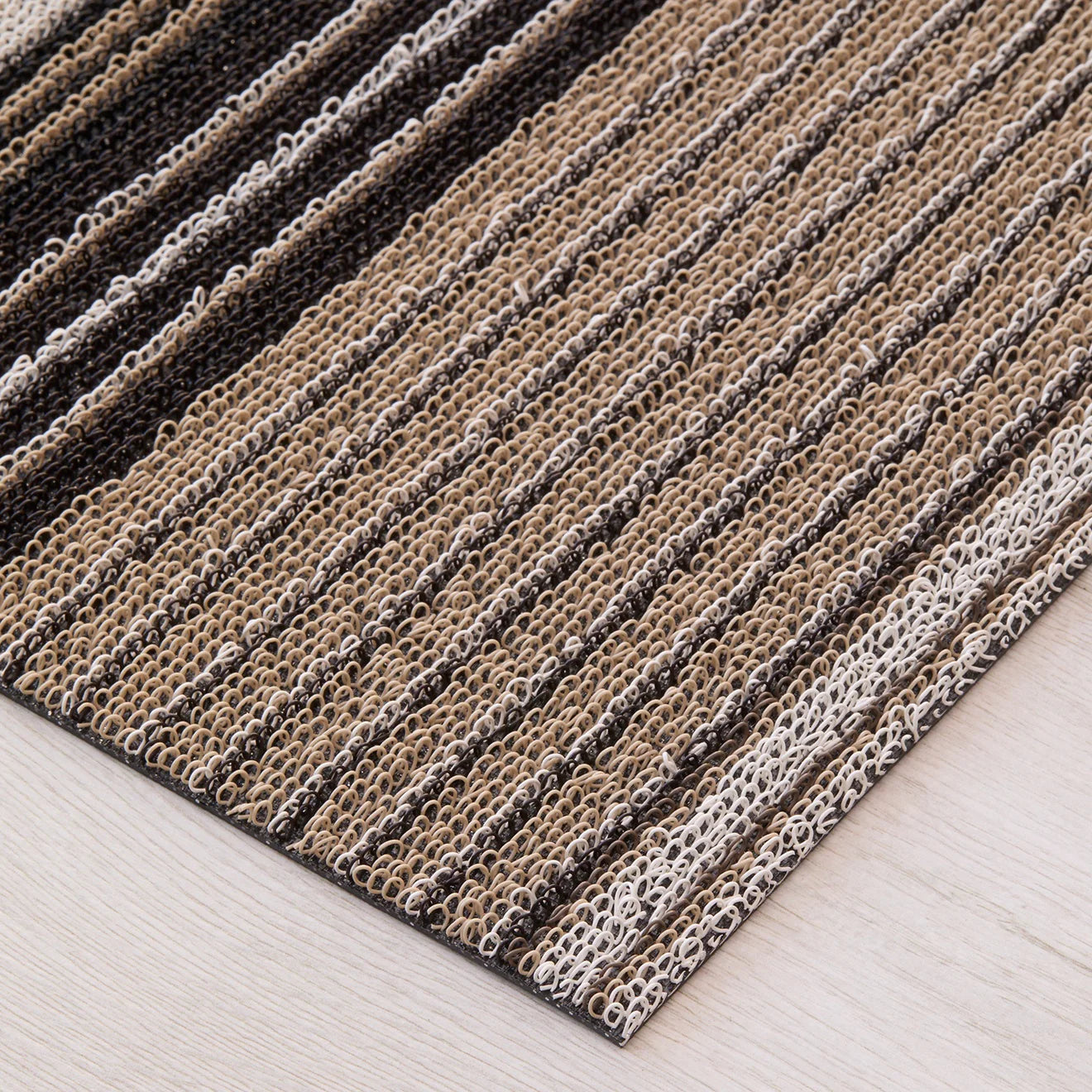 Shag Runner Mat Pleat Stripe Shag Mats - Oyster 24"x72"