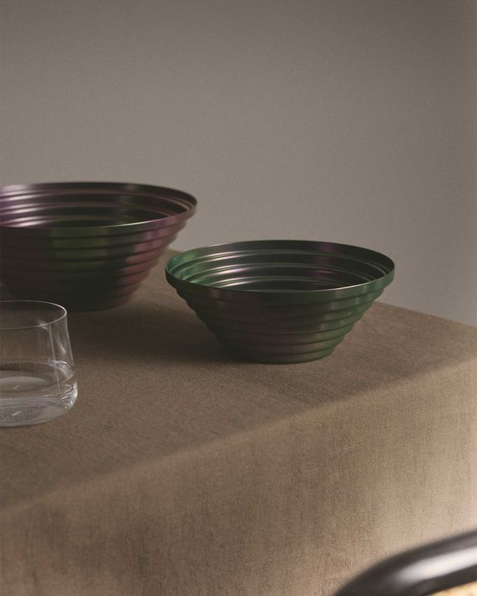 7320/20PGR	Maya  Round basket iridescent Purplegreen.