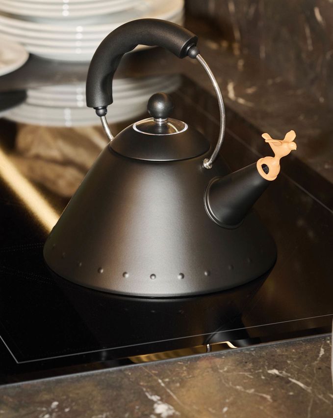 9093 BB Kettle in colored stainless steel, black Induction