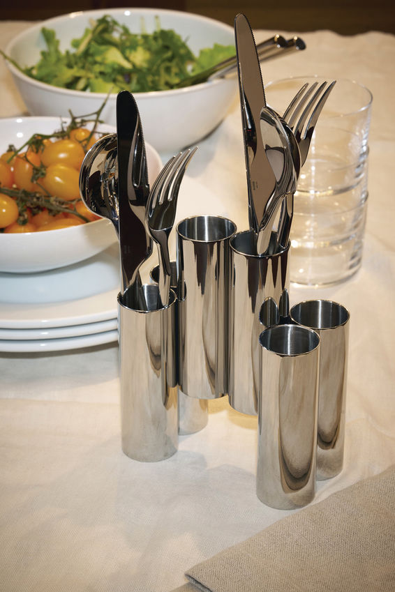 PU11 Canale Cutlery holder in 18/10 stainless steel.