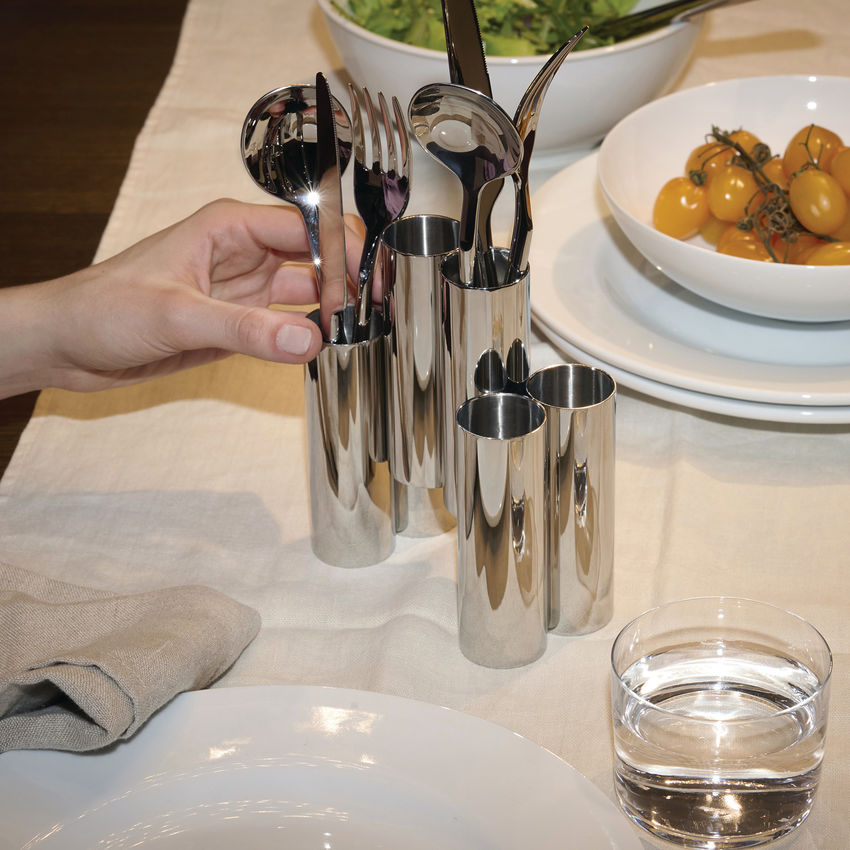 PU11 Canale Cutlery holder in 18/10 stainless steel.