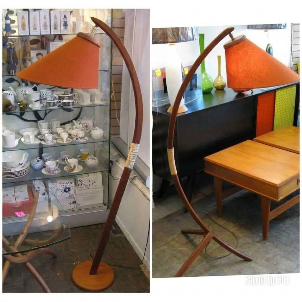 Teak arc lampshade (only shade)