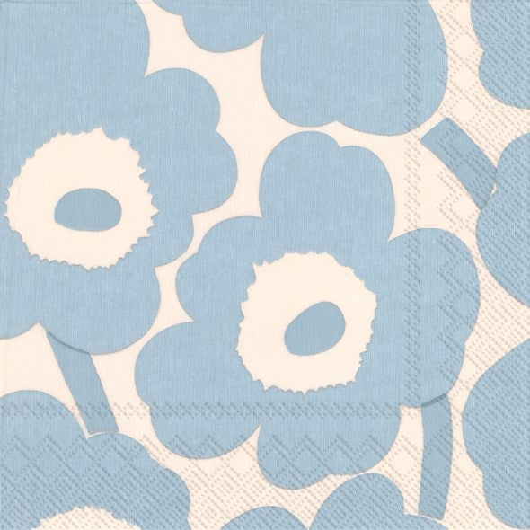 Marimekko paper napkins - Lunch size UNIKKO cream light blue