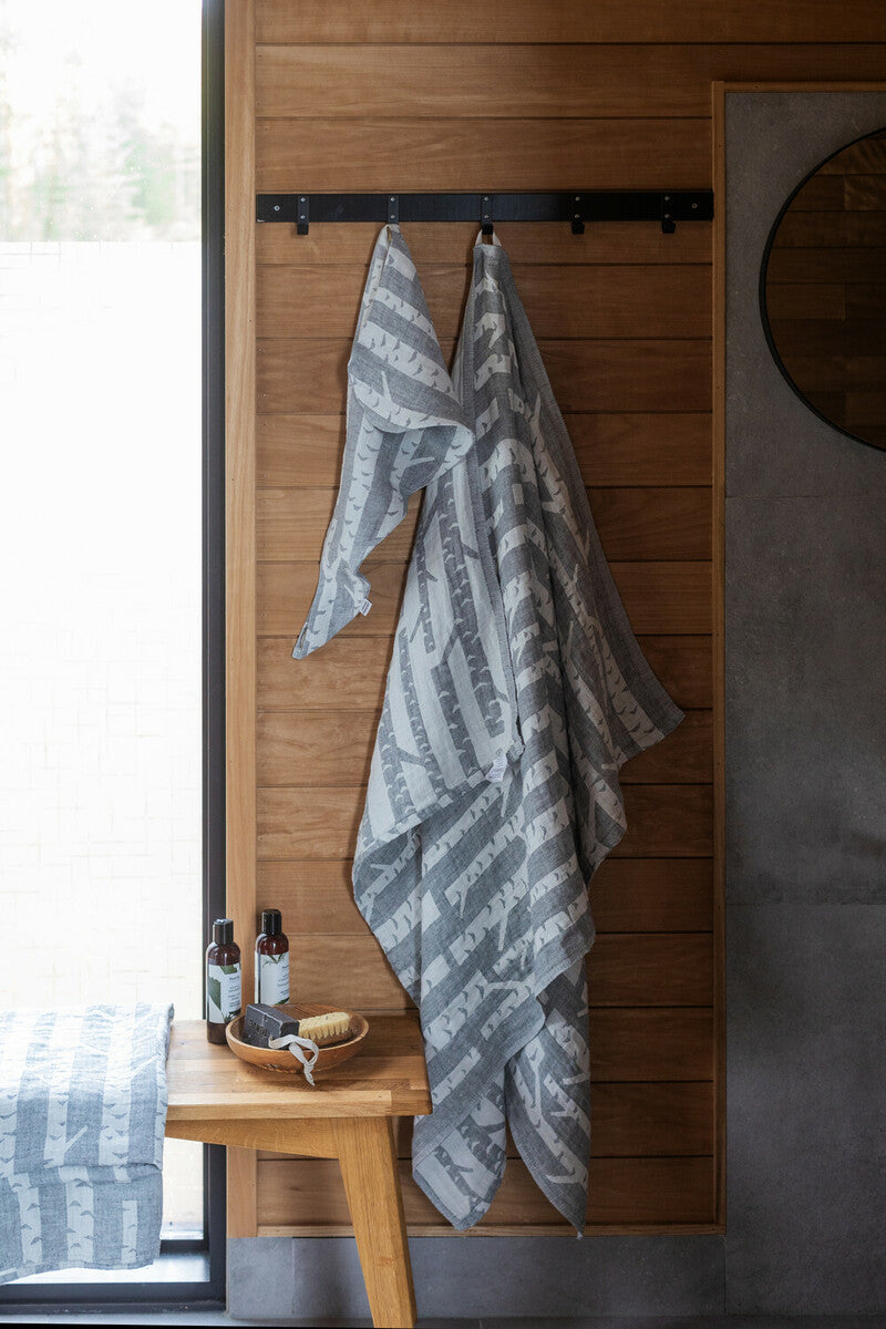 KOIVU towel/ sauna cover 46x60cm 9/white-grey