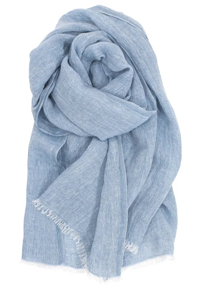 HALAUS linen scarf 35x200cm+fringes 6/rainy blue