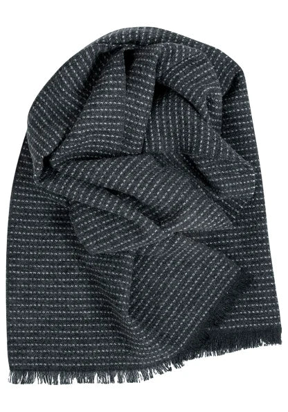 HILE scarf 35x180cm+fr 1/grey wool - merino