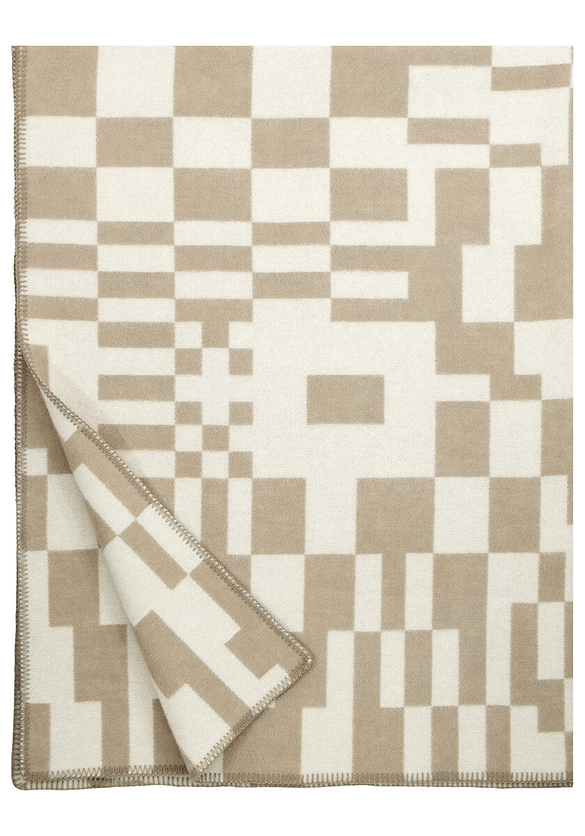 KOODI blanket 130x180cm 1/beige-white