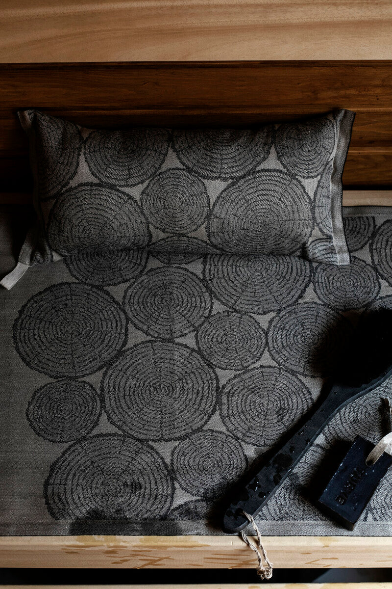 MOTTI linen-cotton sauna pillow (linen-black, 20 x 46 cm) (63396)