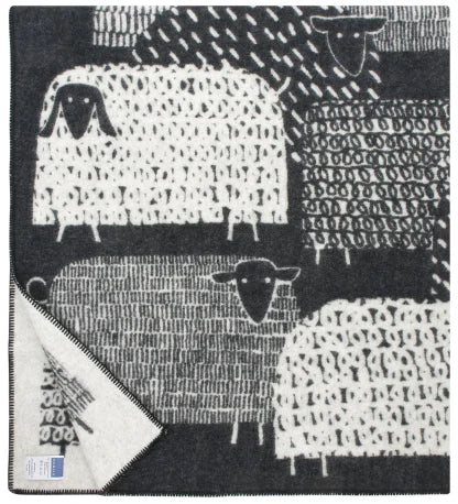 Blanket wool 130x180cm - PÄKÄPÄÄT Sheep -9/black-white