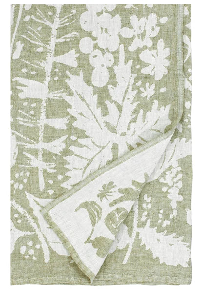 VILLIYRTIT tablecloth / bed cover -4/white-olive, 150 x 200 cm