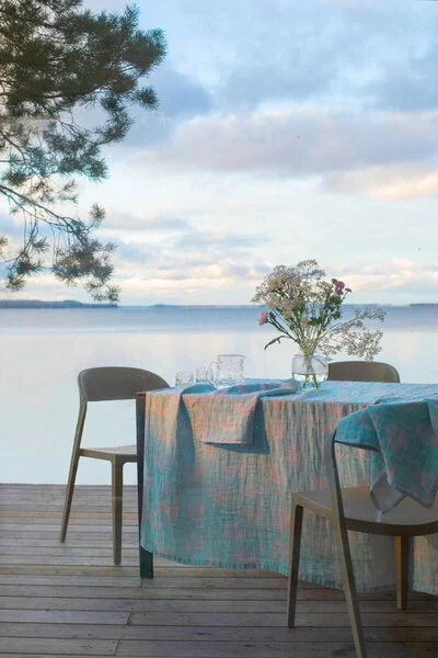 KESÄKUKKA tablecloth/blanket 145x180cm 2/turquoise-rose