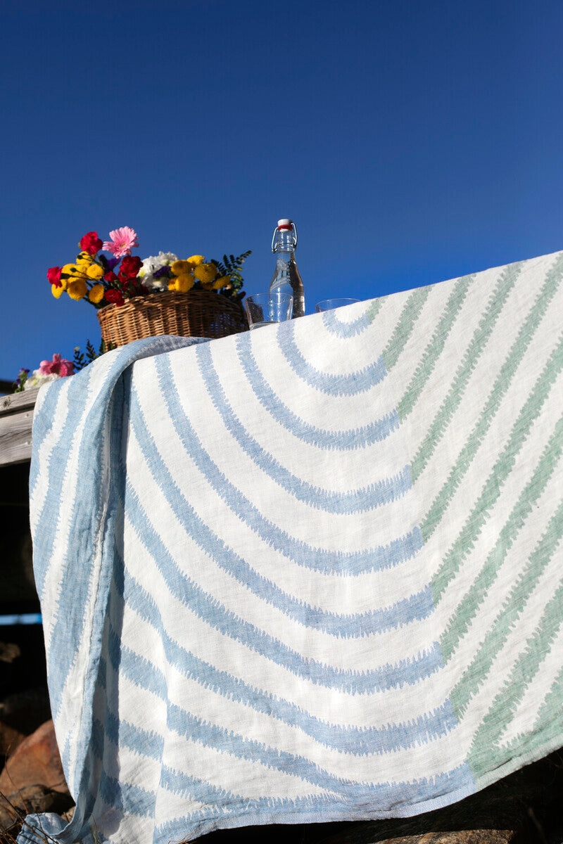 METSÄLAMPI towel (white-green-rainy blue, 95 x 180 cm) (68403)