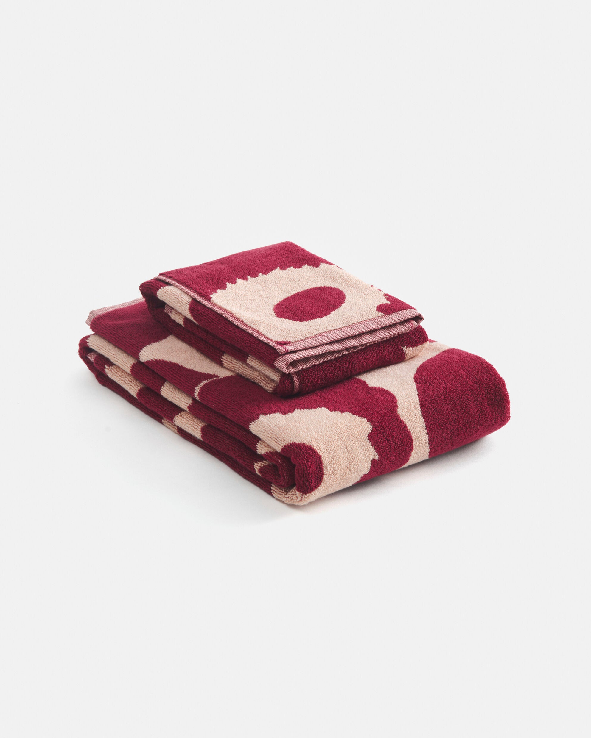 Unikko Kylpypyyhe 70x150 Cm bath towel pink dark cherry