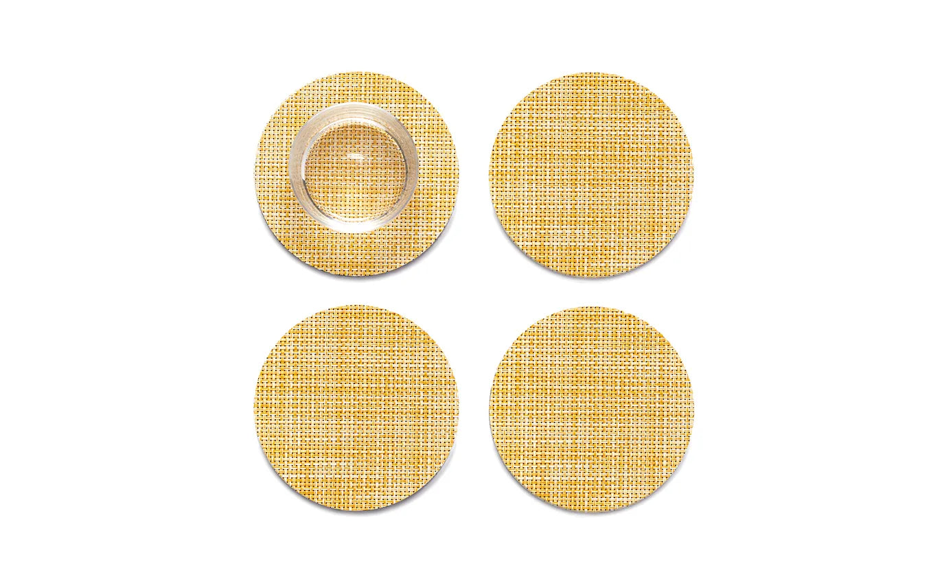 Chilewich Coasters Mini Basketweave (Set of 4) Ochre