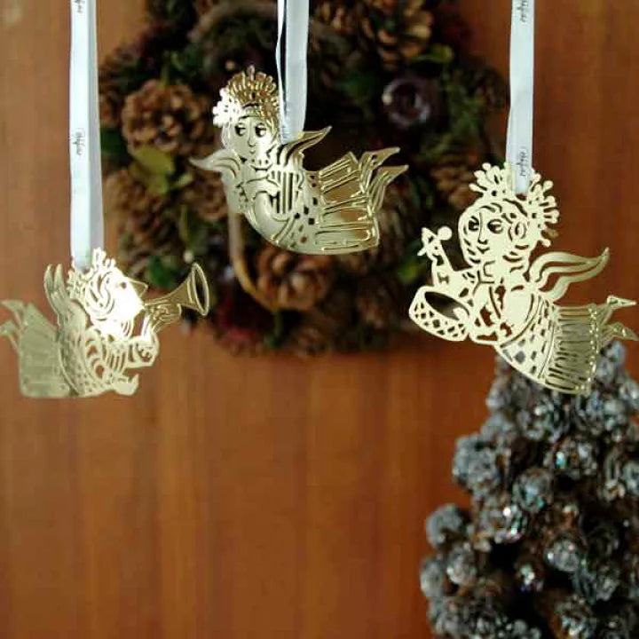 Bjorn Wiinblad Christmas Angel Silhouette 2 Gold Plated 3 pcs.