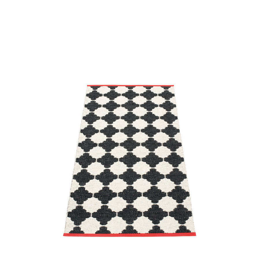 70x150cm / 2.25x5ft MARRE RUG - BLACK/VANILLA/CORAL EDGE