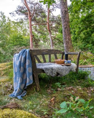 Pricktyg, blanket, blue beige