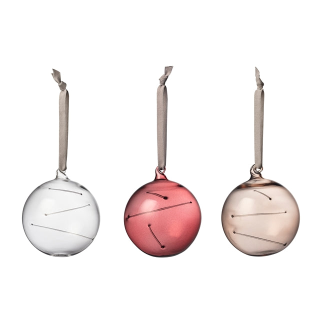 Sun ball 80mm 3.14" clear-calluna-linen 3set