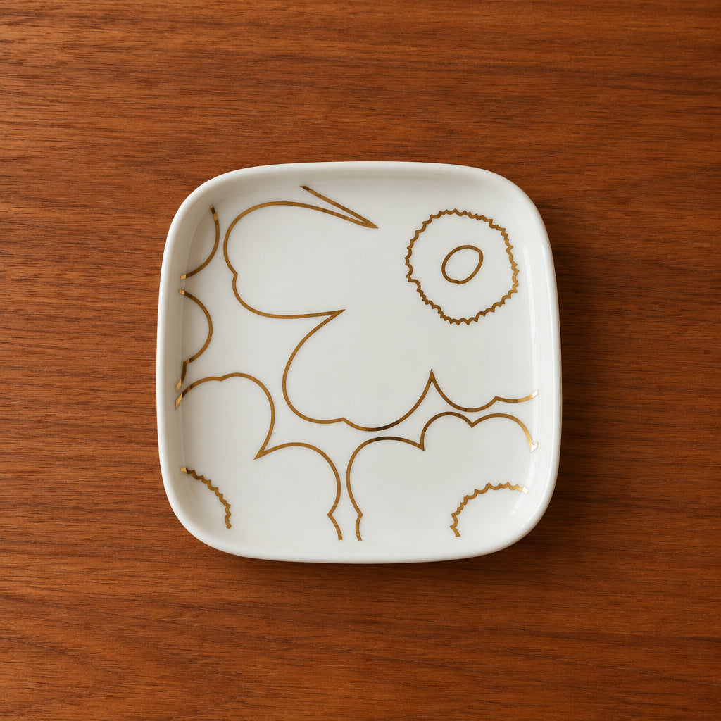 Oiva / Piirto Unikko 10 x10 cm plate white gold