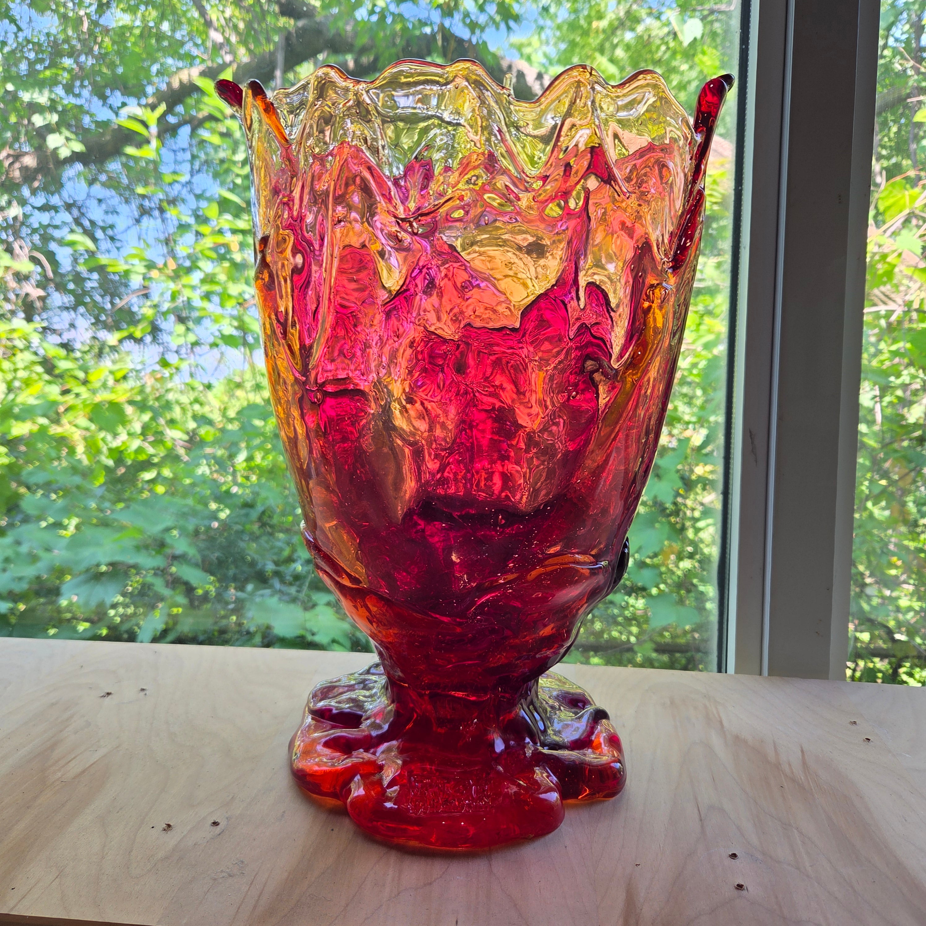 Gaetano Pesce fish vase Large TWINS C VASE L cl ruby,clear fuchsia