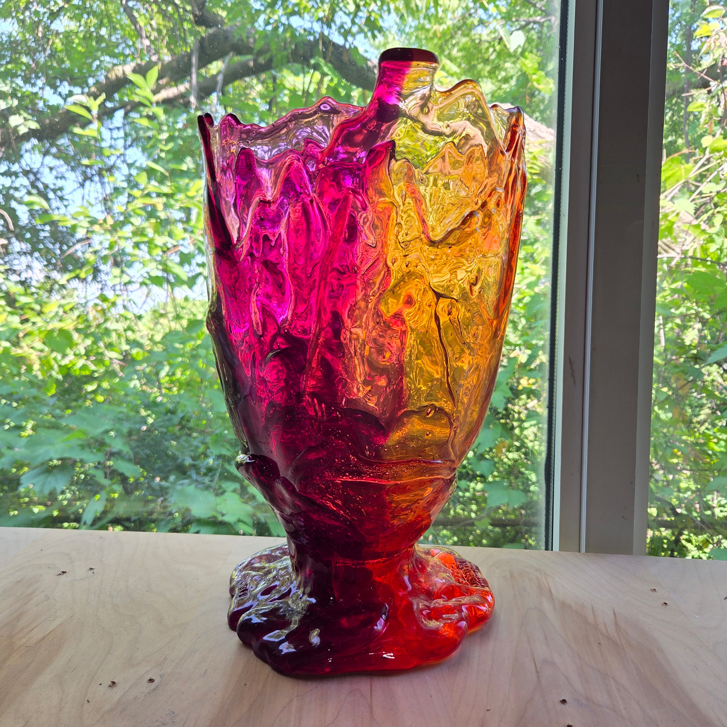 Gaetano Pesce fish vase Large TWINS C VASE L cl ruby,clear fuchsia
