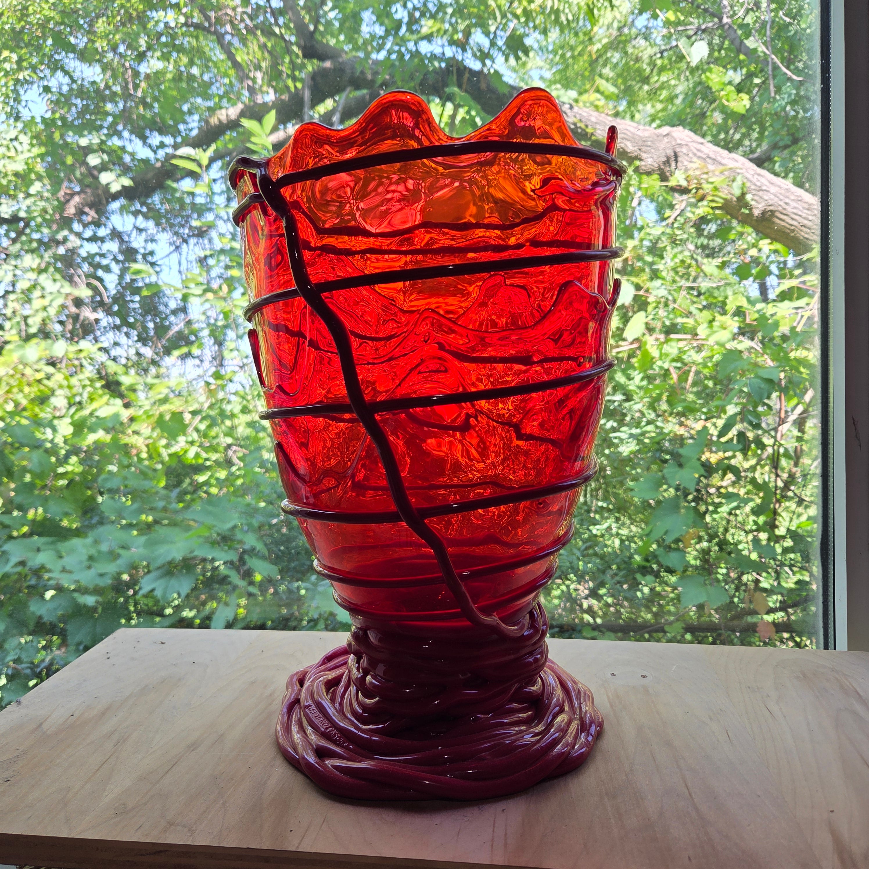 Gaetano Pesce fish vase Large POMPITU II VASE L clear red,red