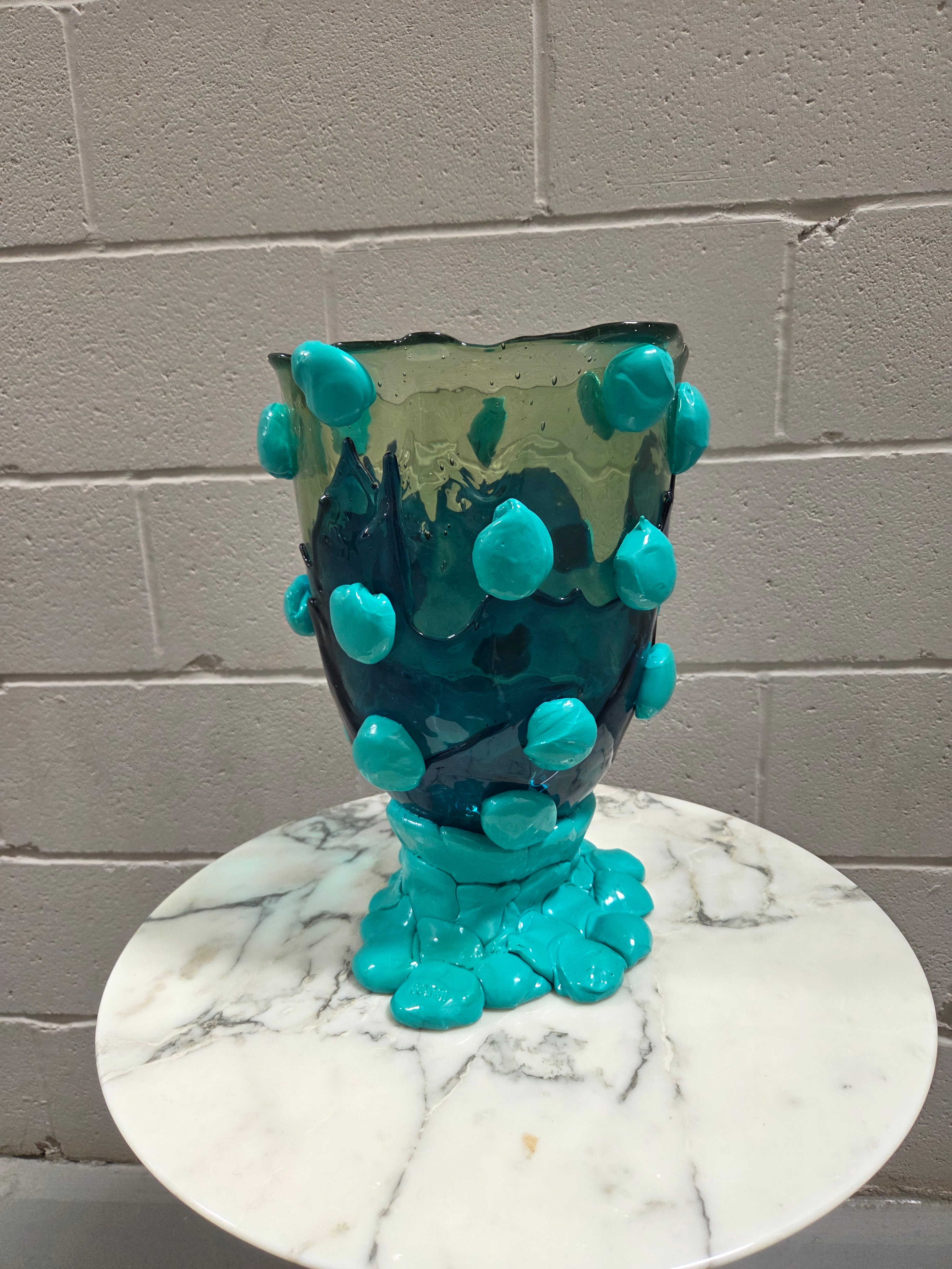 Gaetano Pesce fish vase Large NUGGET VASE EXTC. L clear aqua, emerald green,mt turquoise